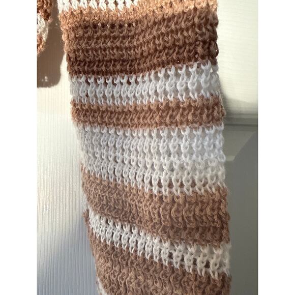 SheIn Brown and White Striped Tie Front Cardigan Crop Sz M - Picture 7 of 8